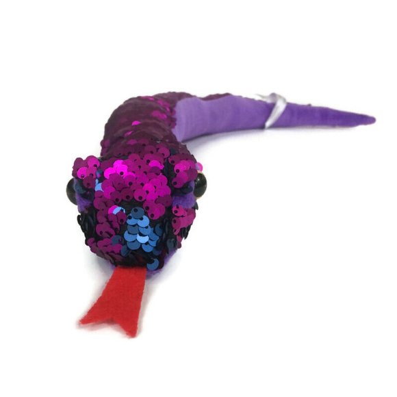 Fiesta Reversible Flip Sequin Snake Plush 24" Purple Blue Stuffed Animal Toy - Picture 1 of 10